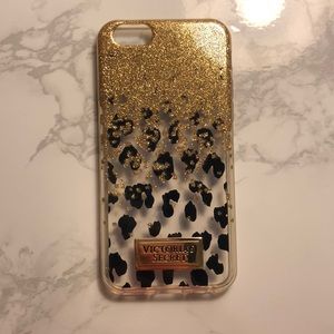 Leopard Print Gold Glitter Clear iPhone Case